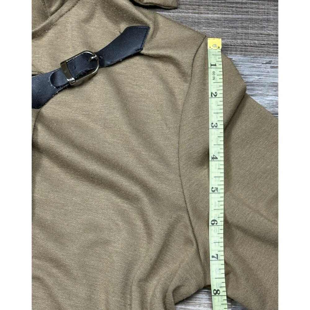 Lucky Brand Womens Size XL Asymmetrical Wrap Blouse Buckle Detail Khaki Cardigan - Picture 13 of 15